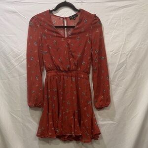 Trixxi Long Sleeve Floral Romper in Red